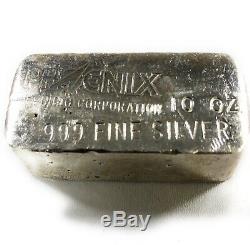 10 Oz Phoenix Refining Co. Hand Poured Vintage Chunk. 999 Silver Bar Ultra Rare