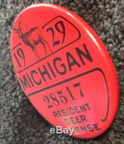 1929 michigan resident deer license pin pinback Ultra Rare