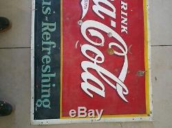 1937 Ultra Rare Vintage Coca Cola Tin Sign 72 x 30 Coke dated 2/37 FREE SHIP
