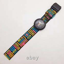 1988 Ultra Rare Skeleton Retro Pop Swatch Watch tribal Funky Strap 80s Swatch