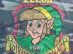 1989 Legend Of Zelda Vintage ULTRA RARE shirt CAMO Punk Rock Nintendo Icon Link