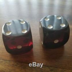 2 Large Vintage Cherry Amber Colored Bakelite Dice Ultra Rare Best Offer