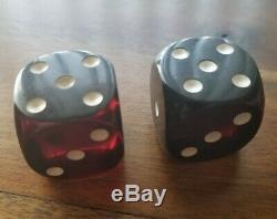 2 Large Vintage Cherry Amber Colored Bakelite Dice Ultra Rare Best Offer