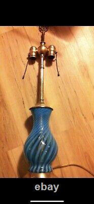 Antique Fenton Ultra Rare Blue Optic Swirl Dual Pull Chain Lamp