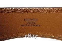 Authentic 1979 Vintage Hermes Deux Eperons Blue Leather Cuff Bracelet Ultra Rare