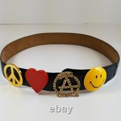 Authentic 80's Ultra Rare Vintage Moschino Peace, Love, Anarchy Women's Belt