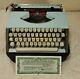 Beautiful Vintage Olympia Sf Ultra Portable Typewriter In Rare Turquoise Blue