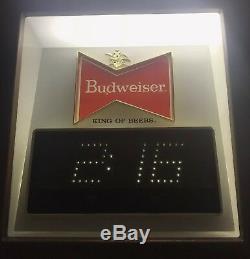 Budweiser Beer Clydesdale Clock Lighted Up Bar Sign Vintage 52X17 ULTRA RARE