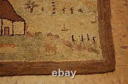C1900s ANTIQUE ULTRA RARE GRENFELL HOOKED RUG 11x1' 10 Dr. Wilfred T. Grenfell
