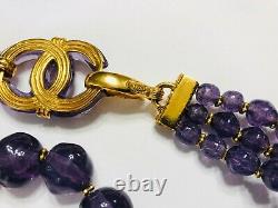 CHANEL France Purple Poured Gripoix Resin Vintage CC Necklace ULTRA RARE