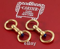Cartier Vintage 18k Yellow Gold Sapphire Cufflinks Ultra Rare