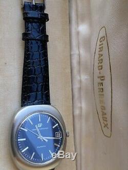 Girard Perregaux Watch Vintage Quartz 40mm Blue Dial Gp Cal 352 Ultra Rare