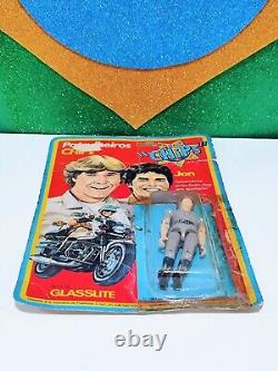 Glasslite Chips Jon Vintage Figure + Original Card. Ultra RARE! Brazil 80's