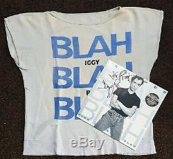 Iggy Pop shirt/ SIGNED LP! 1986 Blah Blah Blah vintage tour punk ULTRA RaRE