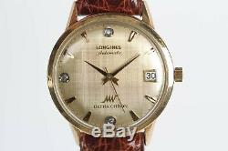 Longines Automatic Ultra-Chron 10K Gold Filled Vintage Watch Rare Diamond Dial
