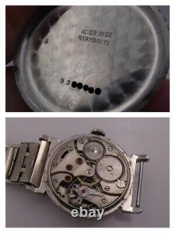 Longines Military Ultra Rare Year 1935 Sandwich Dial Steel Manual Watch