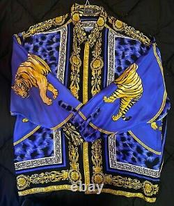 Mens Vintage Versace Barocco V2 Tiger Silk Shirt- Men's (Ultra Rare)