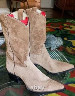 NOS! RARE! Vintage CUSTOM ultra SUEDE Men snip TOE USA Western BOOTS 11.5 D-BUY