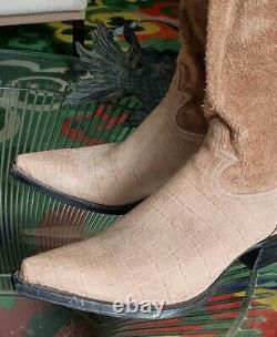 NOS! RARE! Vintage CUSTOM ultra SUEDE Men snip TOE USA Western BOOTS 11.5 D-BUY