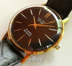 New Ultra Slim Ussr Made Luch Poljot De Luxe Wrist Watch 2209 Movement Rare
