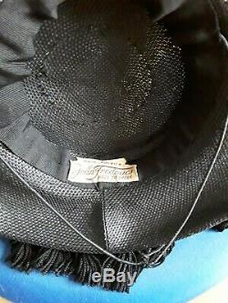 Original 1930/40s WWII Black Hat With Matching Belt Ultra Rare -John Frederics