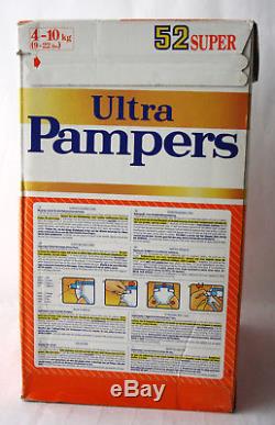 RARE VINTAGE 80'S ULTRA PAMPERS 4-10kg 9-22lbs 52X SUPER DIAPERS NEW SEALED NOS