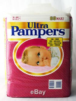 RARE VINTAGE 80'S ULTRA PAMPERS 8-18kg 18-40lbs 88X MAXI DIAPERS NEW SEALED