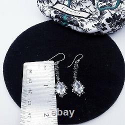 RARE Vintage Gucci dangle tear drop earrings 925 Sterling Silver Ultra sparkly