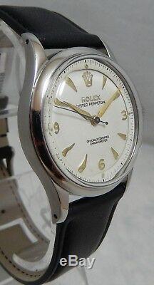 Rolex Oyster Perpetual Bubbleback Ultra Rare Model 6332 SS Mens Watch c. 1954