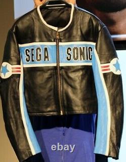 SEGA Sonic the Hedgehog Leather Racing Jacket 90s Vintage Ultra Rare Size M