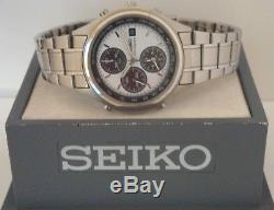 Seiko Panda Alarm Chronograph 7t32-7C60. Ultra rare gents vintage watch. Boxed