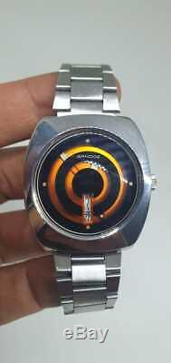 Stunning Ultra Rare SANDOZ Mystery Orange Dial 25 Jewels Automatic Watch Nos