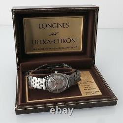 Super Rare Longines Vintage Ultra-Chron Watch with Box 10mm Thin Stainless 35mm