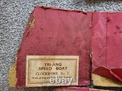 Tri-Ang N03 Clockwork Speedboat, Ultra Rare Pre War, Vintage Triang Model Boat