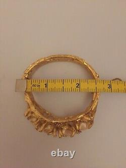 Trifari, ULTRA RARE, Vintage Hinged Pearl Tooth Bangle Bracelet