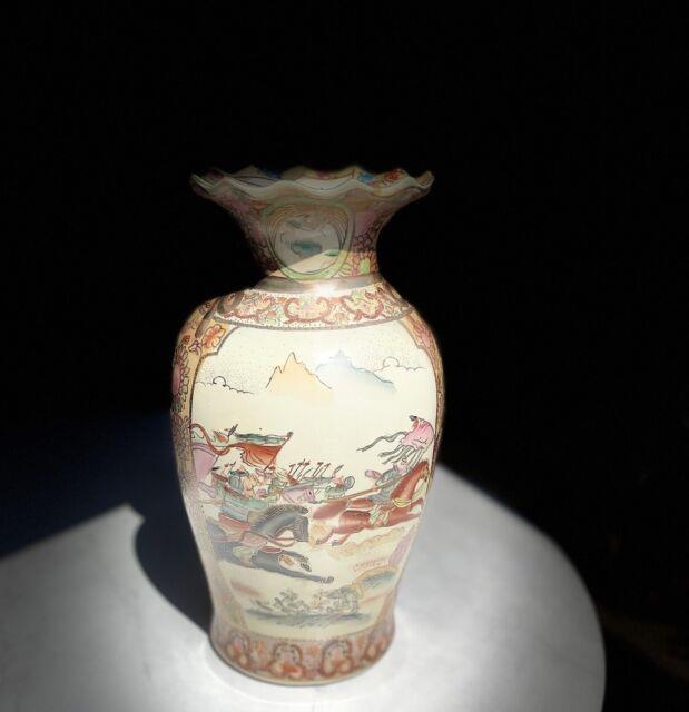 Ultra Rare Authentic Vintage Antique Chinese Vase With Decorative Warrior Scene