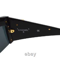 ULTRA RARE! Auth CHANEL CC Chain Sunglasses Black Eye Wear Vintage AK17338d