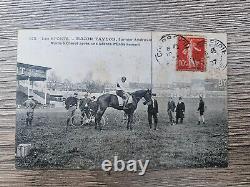 ULTRA RARE CYCLING POSTCARD vintage used 1907 ft MAJOR TAYLOR on horseback