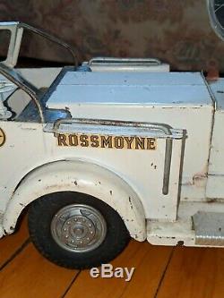 ULTRA RARE Doepke VTG 1950s White Rossmoyne Fire Engine Truck Silver Searchlight