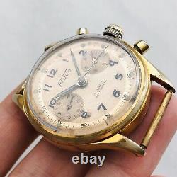 ULTRA RARE FLUDO CHRONOGRAPH Landeron Vintage Men Gold Plated Watch Wrist Swiss