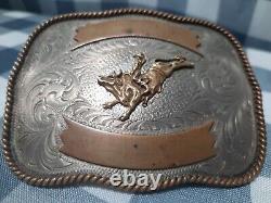 ULTRA RARE Montana Silversmiths Vintage Western Bull Rider Belt Buckle