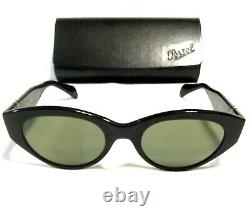 ULTRA RARE PERSOL SUNGLASSES Vintage Gloss Black Frames Grey Lenses Model 857