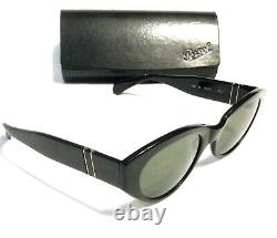 ULTRA RARE PERSOL SUNGLASSES Vintage Gloss Black Frames Grey Lenses Model 857