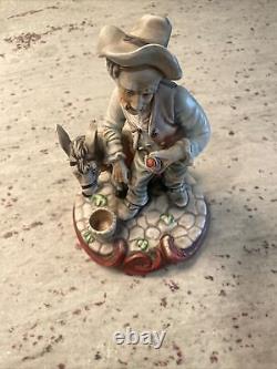 ULTRA RARE VINTAGE Ceramic Figurine of Farmer and Donkey