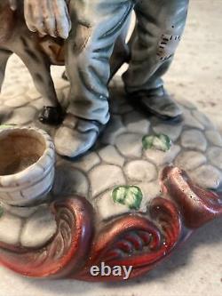 ULTRA RARE VINTAGE Ceramic Figurine of Farmer and Donkey
