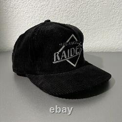 ULTRA RARE! Vintage 90s Los Angeles Raiders Corduroy Embroidered Hat AJD Cap NFL