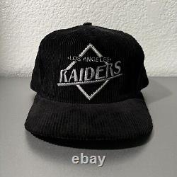 ULTRA RARE! Vintage 90s Los Angeles Raiders Corduroy Embroidered Hat AJD Cap NFL