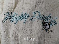 ULTRA RARE Vintage Anaheim Mighty Ducks NHL Knit Mock Neck Sweater 90s Large