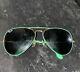 Ultra Rare! Vintage B&l Ray-ban 5814 Gold/green Frame Aviator Sunglasses