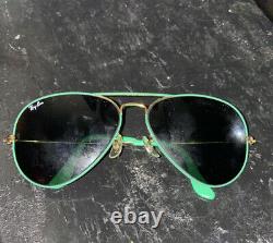 ULTRA RARE! Vintage B&L Ray-Ban 5814 Gold/Green Frame Aviator Sunglasses